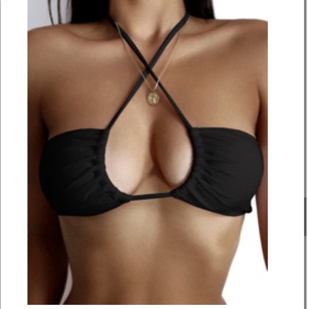 SHEIN black criss cross bathing suit top